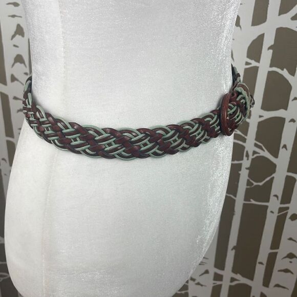 Talbots Leather and Cord Braided Belt XL - Cognac, Mint Green - Picture 5 of 8